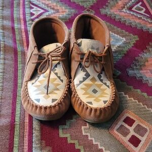 Brown Patterned Men's Moccasins